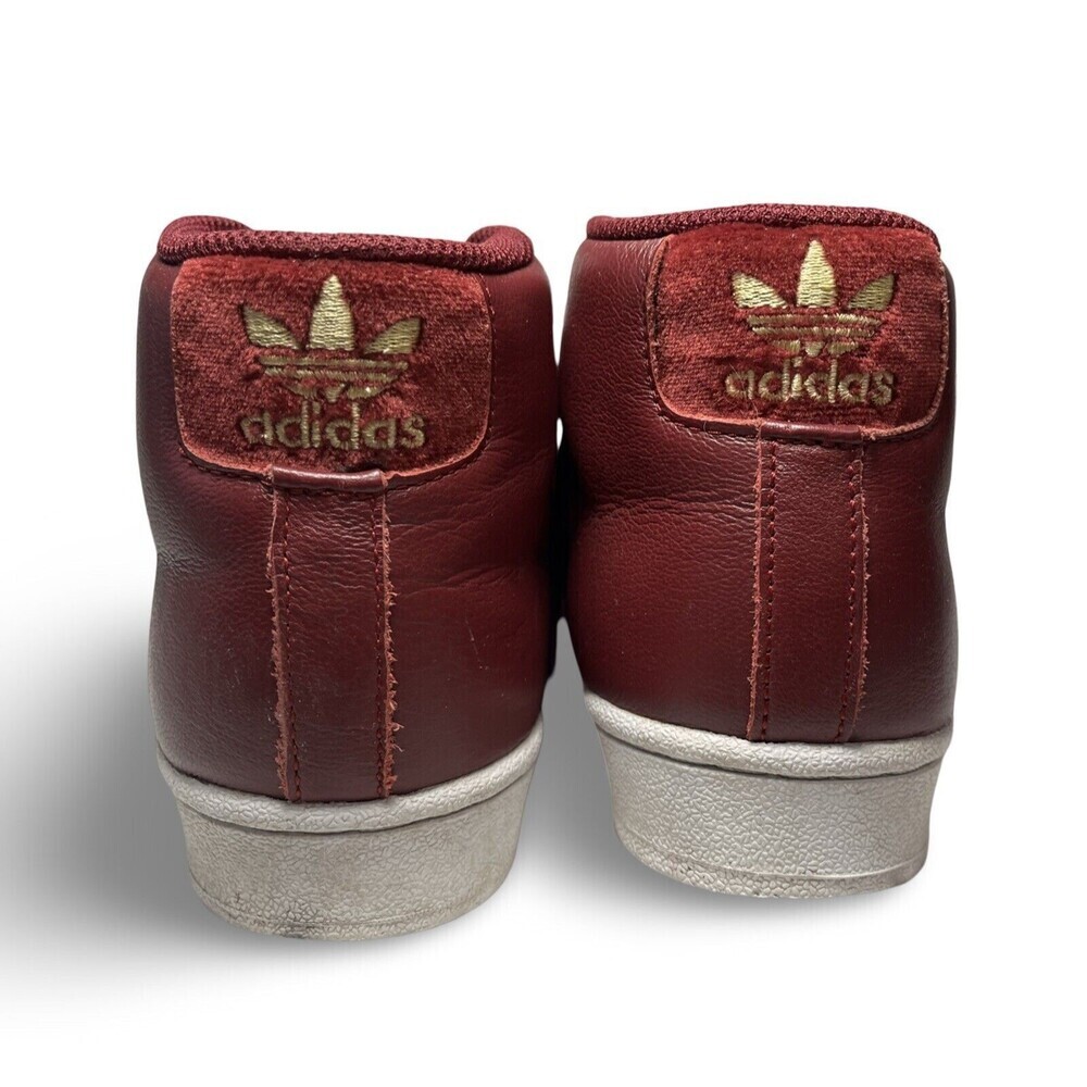 Youth Size 4 Burgundy High Top Adidas Superstar Suede - Picture 6 of 10
